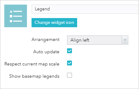 Configuration du widget Légende