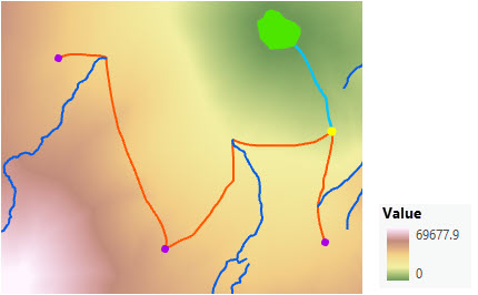 Mappa di un percorso ottimale dal nuovo parco a una stazione delle guardie forestali