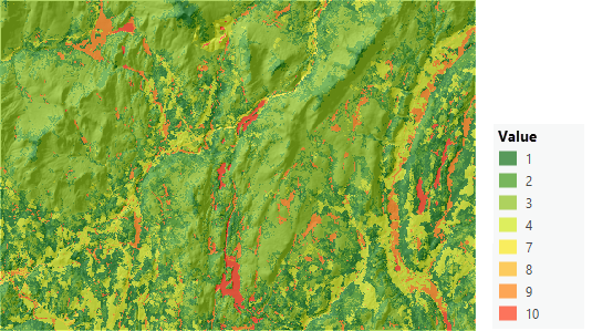 Mappa dei valori di uso del suolo trasformati