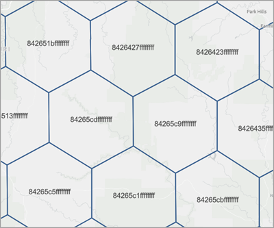 Esempio di risultati GRID_ID dalle tassellazioni dell'esagono H3