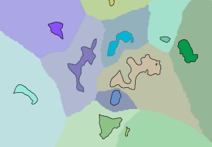 Regioni visualizzate sopra l'allocazione della distanza dei costi