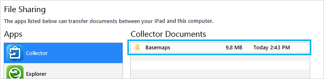 Cartella Basemap in iTunes