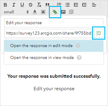 Aggiungere link alla modalità di modifica e di visualizzazione alla schermata dei ringraziamenti