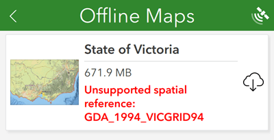 Riferimento spaziale non supportato durante il download delle mappe