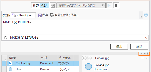 区切り線のドラッグまたは利用可能なボタンの使用によって拡大クエリ ウィンドウのサイズを変更します。