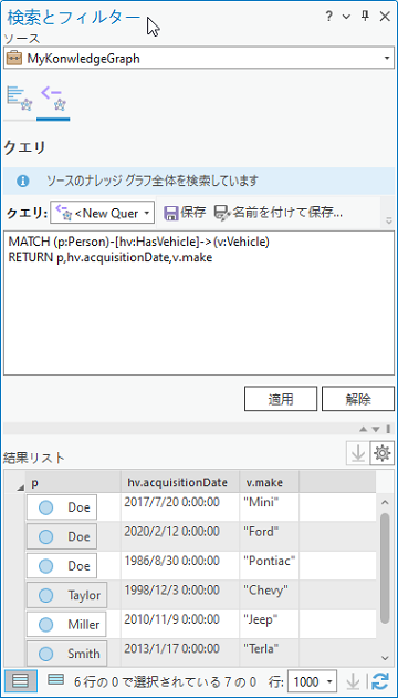 検索とフィルター ウィンドウでナレッジ グラフのコンテンツをクエリします。