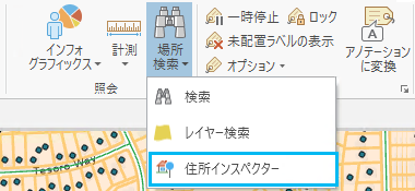 住所インスペクター ツールの選択