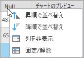 統計テーブルの NULL の数オプション