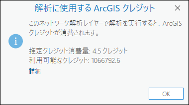 推定クレジット消費量と使用可能な合計クレジット数