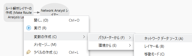 ネットワーク データ ソース パラメーターを、モデル変数として追加します。