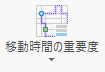 青いバーが下部にあれば、移動時間の重要度のプロパティは、低に設定されています。