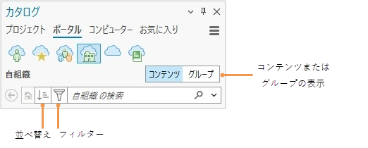 [カタログ] ウィンドウの [ポータル] タブ