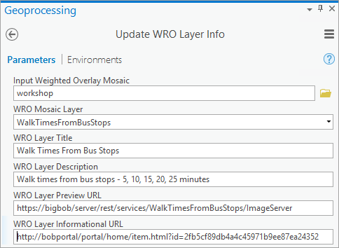 WRO レイヤー情報の更新 (Update WRO Layer Info) ツール