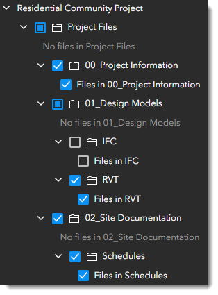 プロジェクト ファイル フォルダーと 01_Design Models フォルダーが部分的に選択されています。