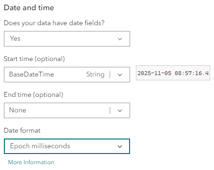 Esri 日付フィールドの日時 Esri 日付フィールドの日時