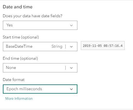 Esri 日付フィールドの日時 Esri 日付フィールドの日時