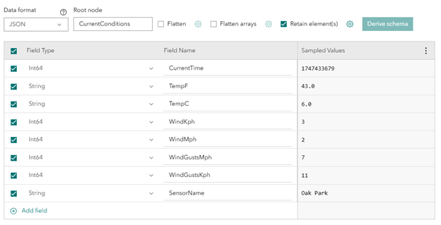 エレメントの保持が指定された場合に結果として生成されたスキーマの確認ページ エレメントの保持が指定された場合に結果として生成されたスキーマの確認ページ