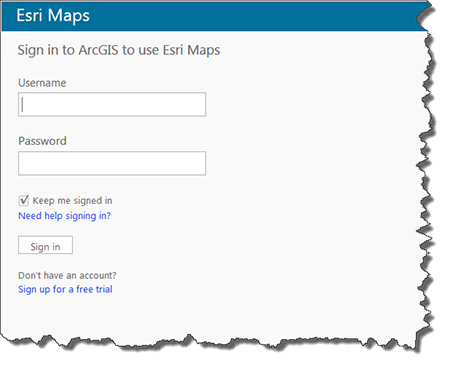 ArcGIS のサインイン パネル