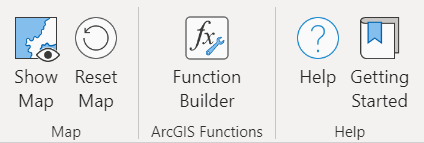 ArcGIS for Excel ツールバーとマップの表示ボタン