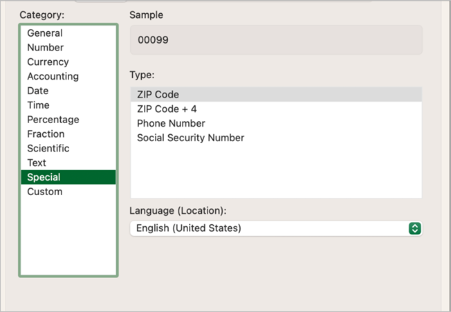 Microsoft Excel の書式設定