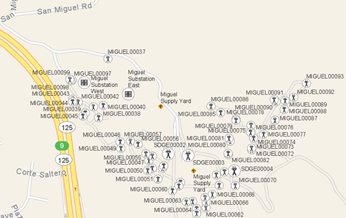 Navigation with Custom Streets マップに表示された新しく読み込んだカスタム道路