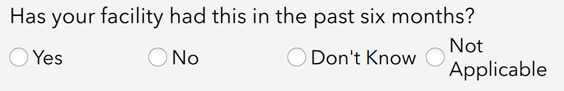 Select one の質問に対する horizontal の表示設定