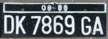 표준 인도네시아 자동차 번호판