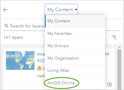 ArcGIS Online에서 검색