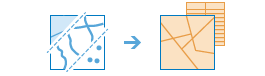 Dwuczęściowy diagram, który powoduje uzyskanie nowej mapy i tabeli