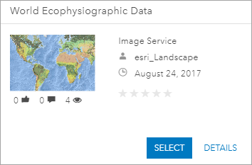Usługa rastrowych nakładek ważonych World Ecophysiographic Data