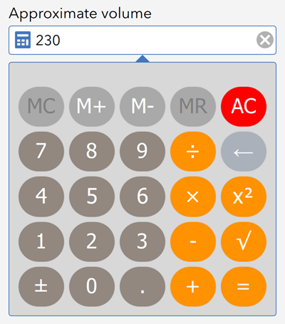 Wygląd kalkulatora dla pytania typu integer (liczba całkowita)