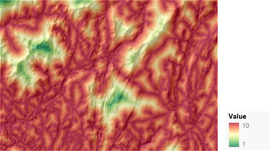 Mapa da distância transformada do critério das estradas