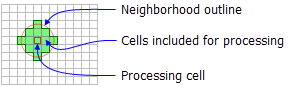Processando célula com vizinhança circular