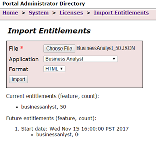 Import entitlements