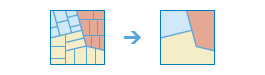 Diagrama de duas partes que mescla polígonos com atributos semelhantes