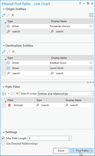 Щелкните кнопку Найти пути Щелкните кнопку Найти пути
