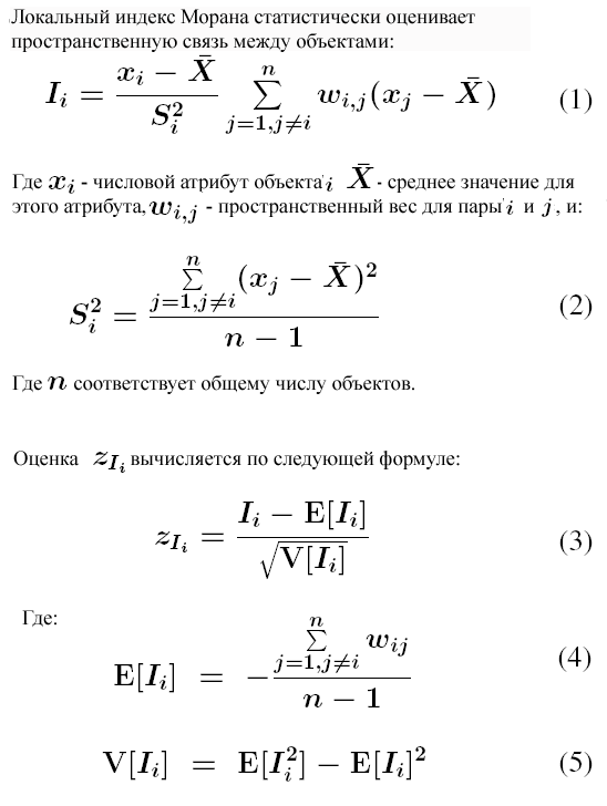 Математические расчеты Локального индекса Морана I Математические расчеты Локального индекса Морана I
