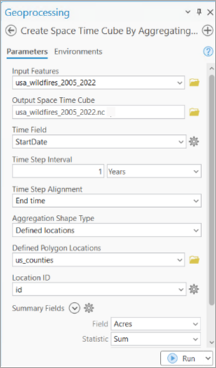 Инструмент геообработки Создать куб пространство-время по агрегации точек Инструмент геообработки Создать куб пространство-время по агрегации точек