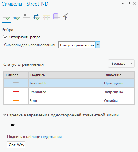 Ребра отображаются символами в соответствии с их статусом ограничений. Ребра отображаются символами в соответствии с их статусом ограничений.