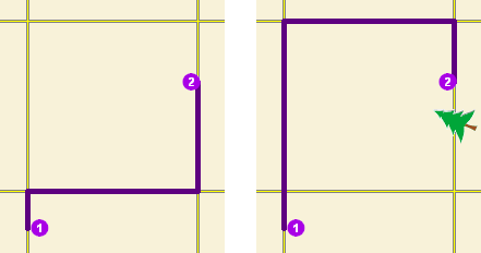 При помощи двух карт показано, каким образом точечный барьер ограничения влияет на маршрутный анализ.