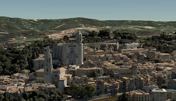Слой интегрированной модели mesh сцены города Жирона, Испания