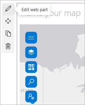 Кнопка Редактировать веб-компонент на карте SharePoint