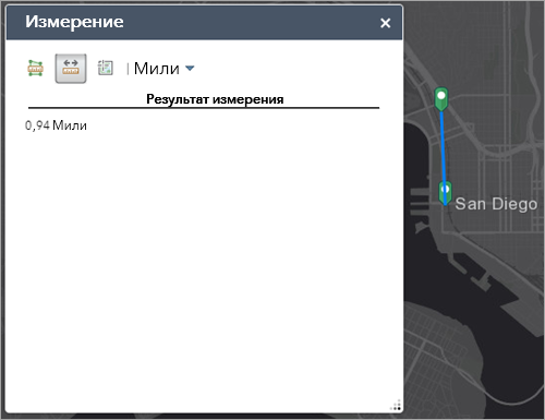 Результат измерения расстояния с геометрией на карте