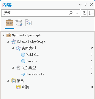 “按类型”选项卡上正在使用的实体和关系类型的列表 “按类型”选项卡上正在使用的实体和关系类型的列表