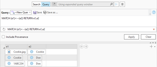 查询返回的相关实体将显示在内容列表中。 查询返回的相关实体将显示在内容列表中。