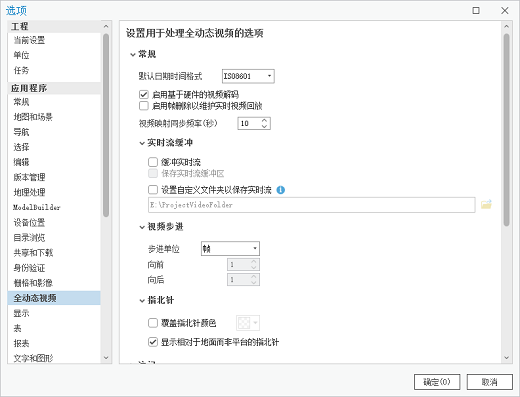 设置用于处理全动态视频的工程选项。