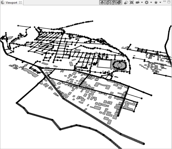 场景编辑器中的 OSM 街道网络和形状