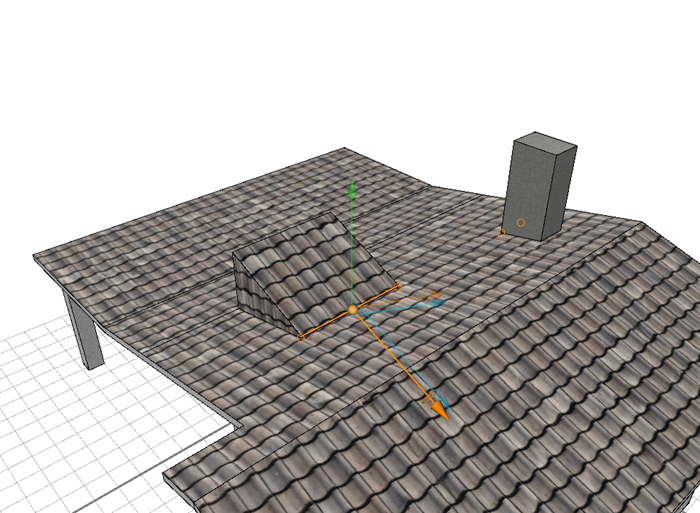 使用矩形工具在屋顶上创建屋顶窗。