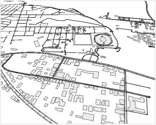 已导入的 OSM 街道和形状