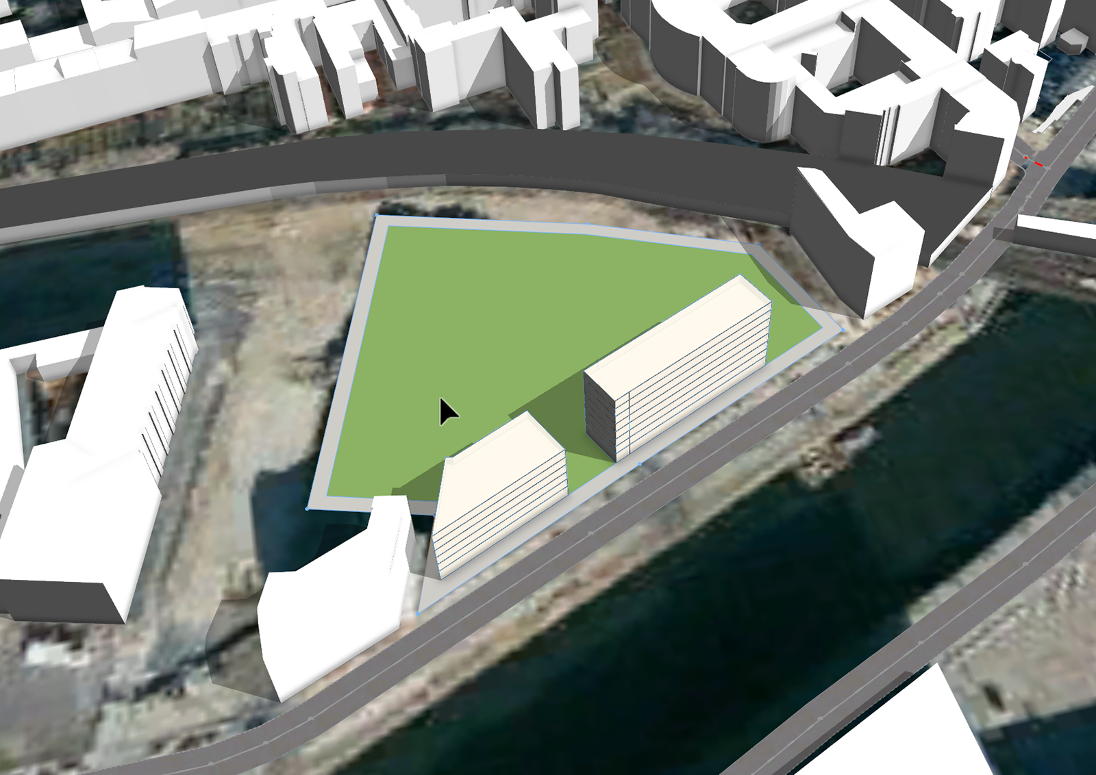 在该宗地上创建的两个建筑物块 在该宗地上创建的两个建筑物块
